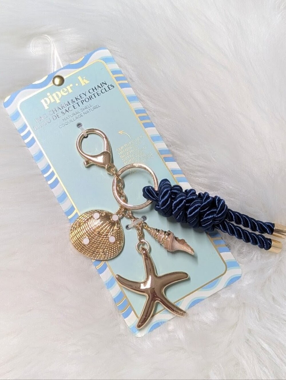 Piper K Goldtone Beach Theme Shell and Nautical Charm Keychain Bag Charm 🐚